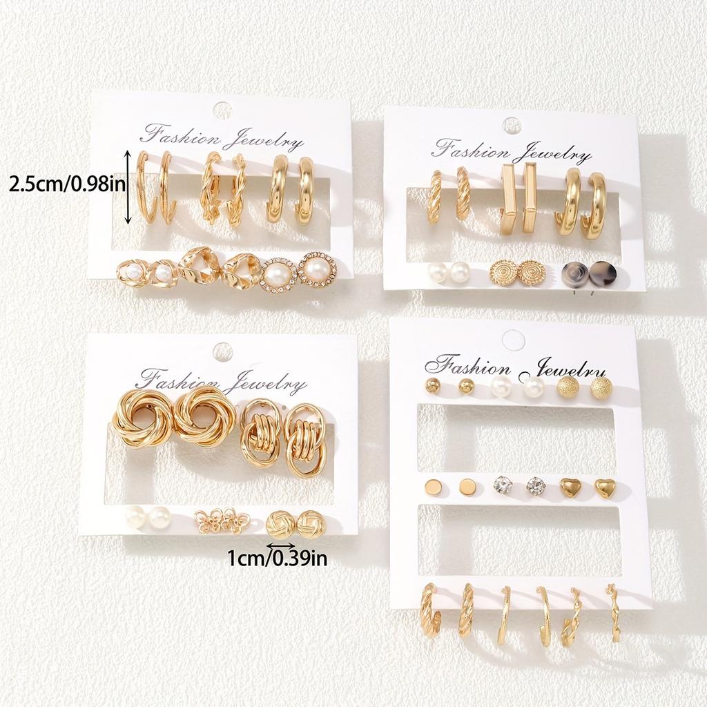 Exquisite Imitation Zircon Rhinestone Stud Earrings Fashion Geometric Metal Twisted Pattern Earrings Women's Trendy Party Zircon