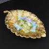 Golden Leaf Snack Plate, Household Living Room Snack Nut Decorative Fruit Plate, Alloy Handicraft Snack Plate Ornament