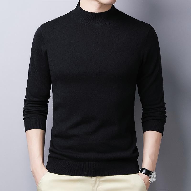 Autumn and Winter Men's Half Turtleneck Sweater Solid Color Mid-collar Sweater Winter Clothing Trendy Korean Men's Bottoming Shirt