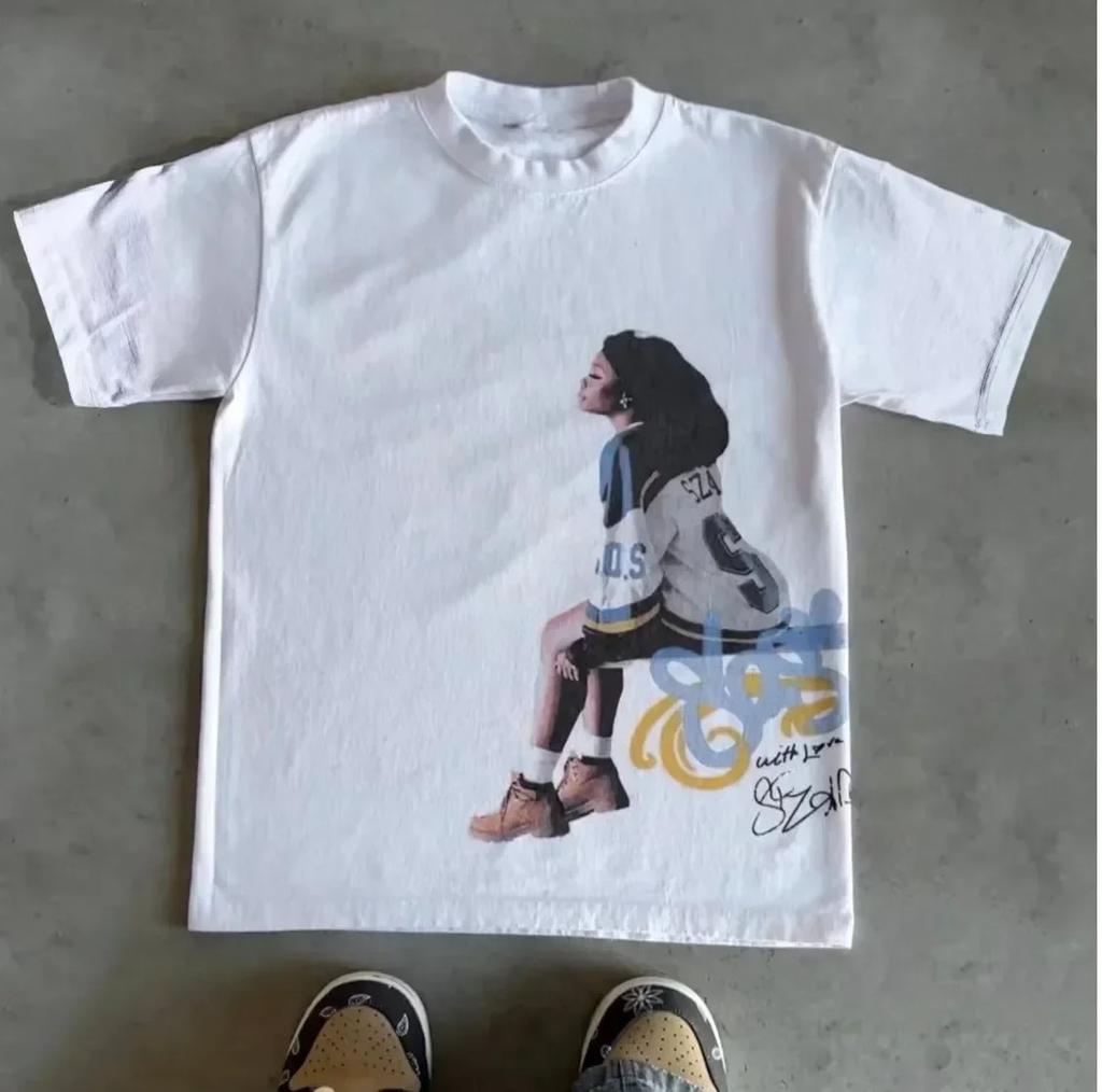 2000s Vintage Casual Girl Print Y2k Women T Shirt Short Sleeve Streetwear Harajuku Gothic Tee Crop Top Men Cotton T-shirt Clothe