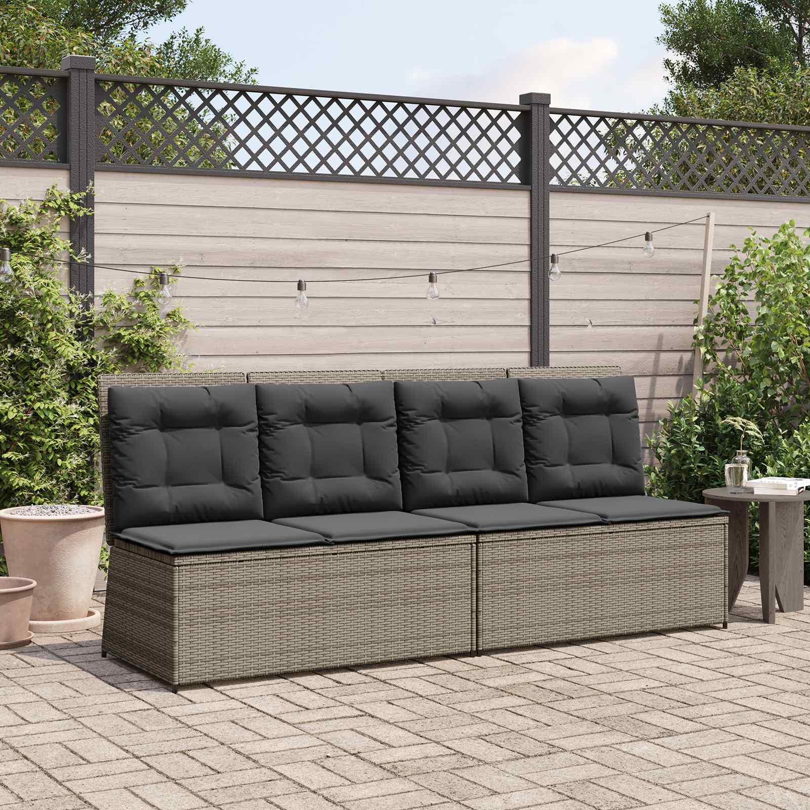 vidaXL Garden Bench Gray Poly Rattan