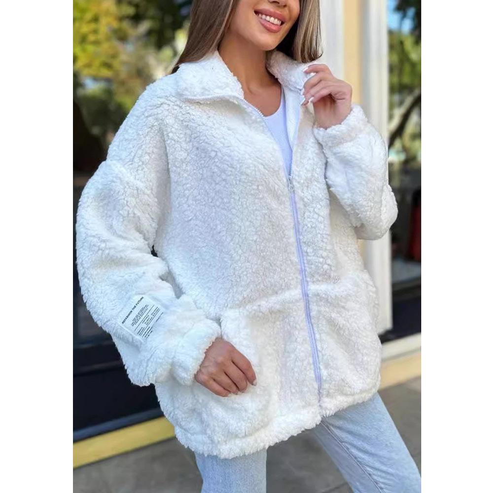 2025 Autumn/Winter Women's Wool Coat: Plush Sweater Cardigan Jacket, Trendy European & American Fashion