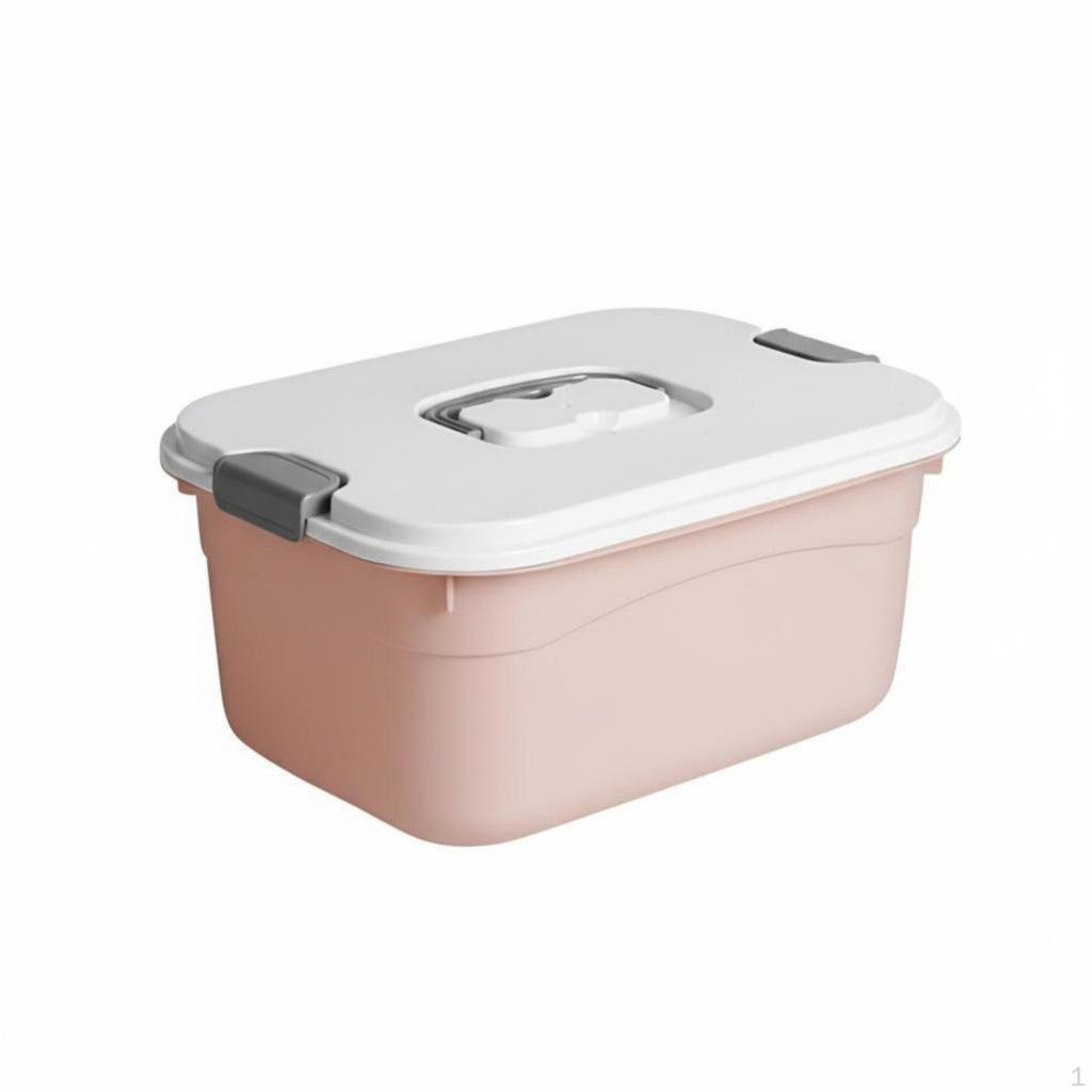 Plastic Storage Organizer with Lid, Portable for Clothes, Toys, Makeup