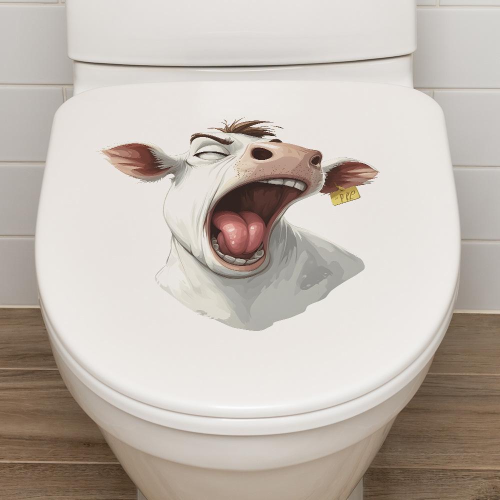 Oryginalne naklejki toaletowe z głową krowy Łazienka Toaleta Dekoracja domu Naklejki ścienne