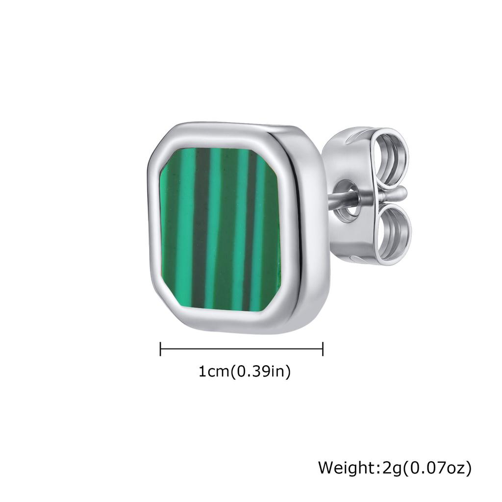 Trendy Natuursteen Oorbellen voor Mannen Jongens, Roestvrij Staal Anti-allergie Vierkante Stud Oorbellen, Unisex Piercing Sieraden Cadeau