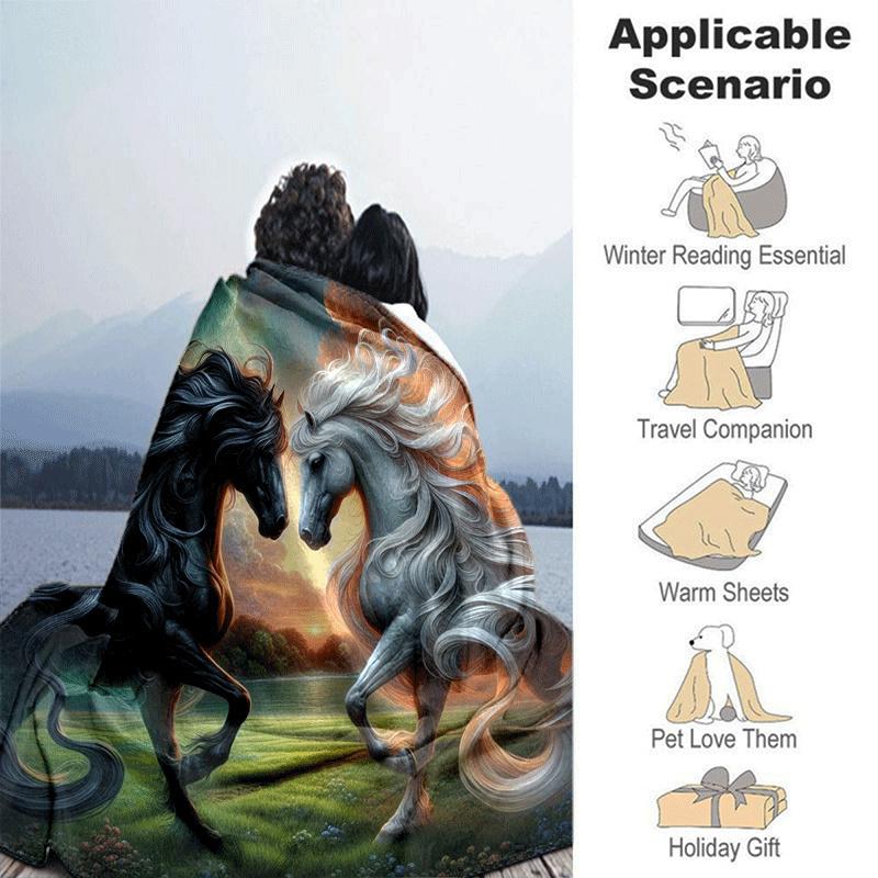 1 Stück Pferdedruck Leichte Flanelldecke, Bequeme und Warme Decke, für Camping Sofa Bett und Couch Büro, Geeignet für Geschenk Decke