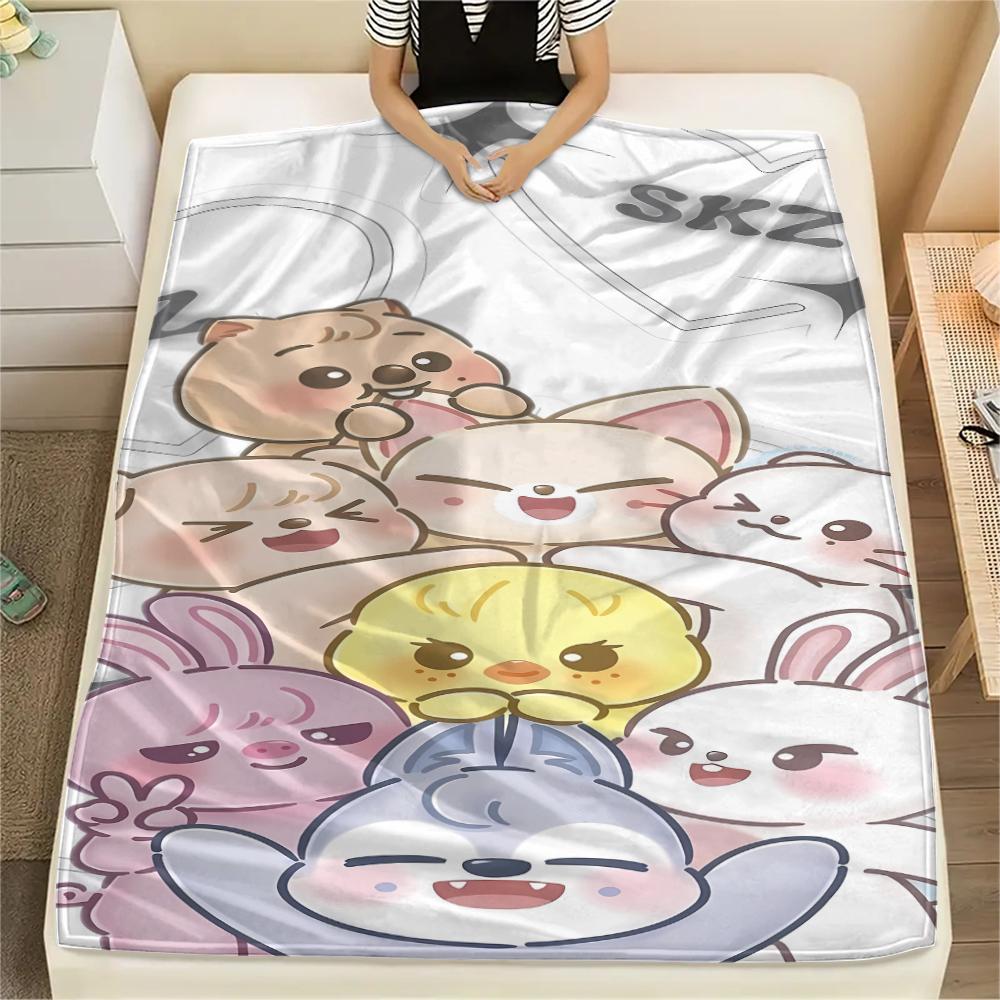 1 STKS SKZ Print Flanellen Deken, Hoge Kwaliteit Alle Seizoenen, Woondecoratie, Warmte en Comfort, Perfect voor Kerstcadeaus