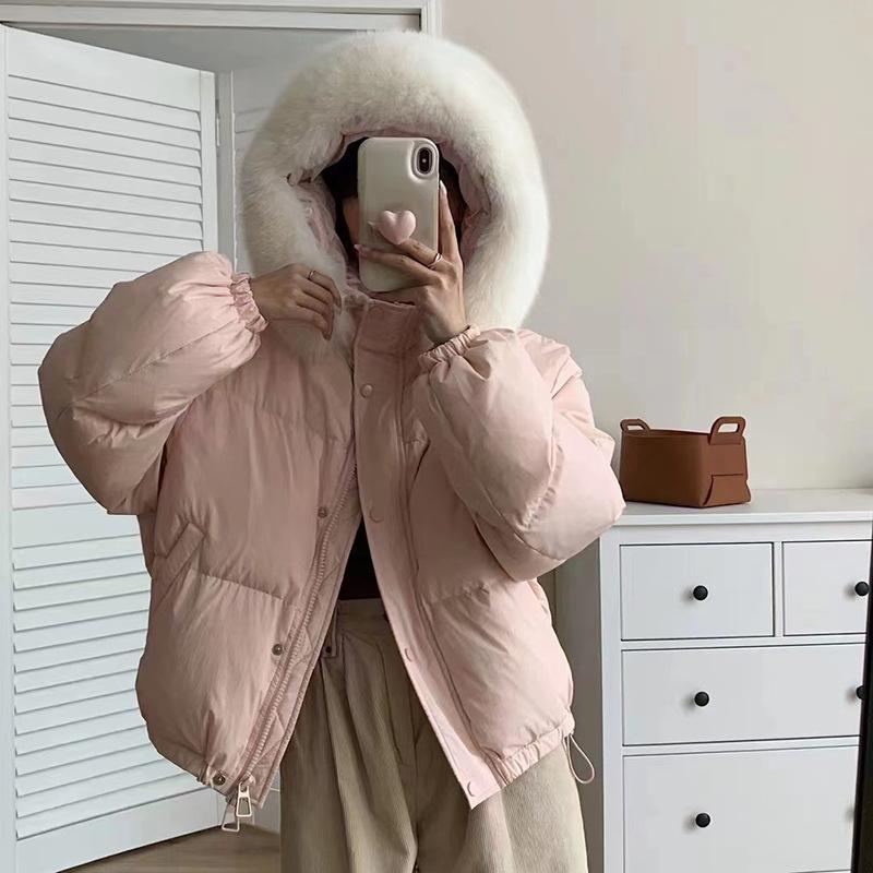 Sweet Down Jacket Women's Short 2025 Winter New Thickened Small Fox Fur Collar White Duck Down Jacket Tide