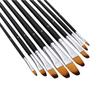 9pcs Professional Artist Paint Brushes Set Black Long Wooden Handle Nylon Hair Paintbrush for