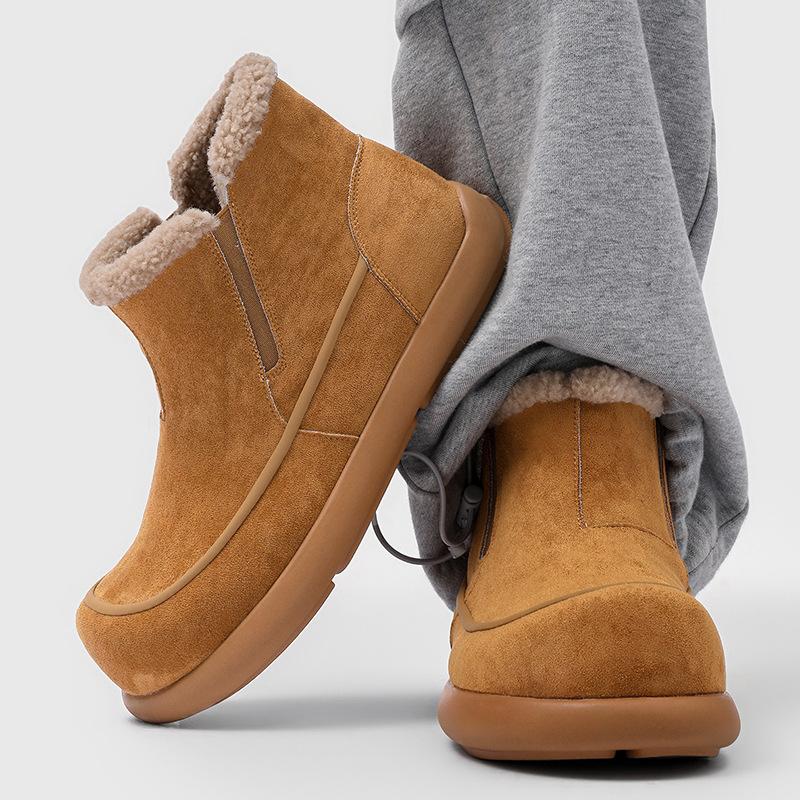 Men's casual snow boots, new winter yellow wool-lined warm thick-soled heightened non-slip K