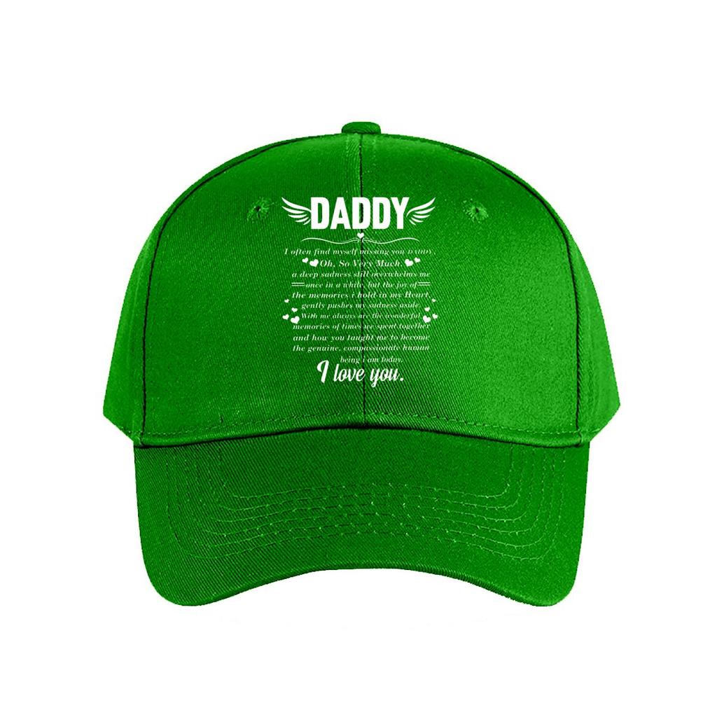 Daddy Memorial Canvas Wall Art Loving Quote Wings Heart Baseball Cap Fashion Unisex Sunhat Womens Outdoor Sports