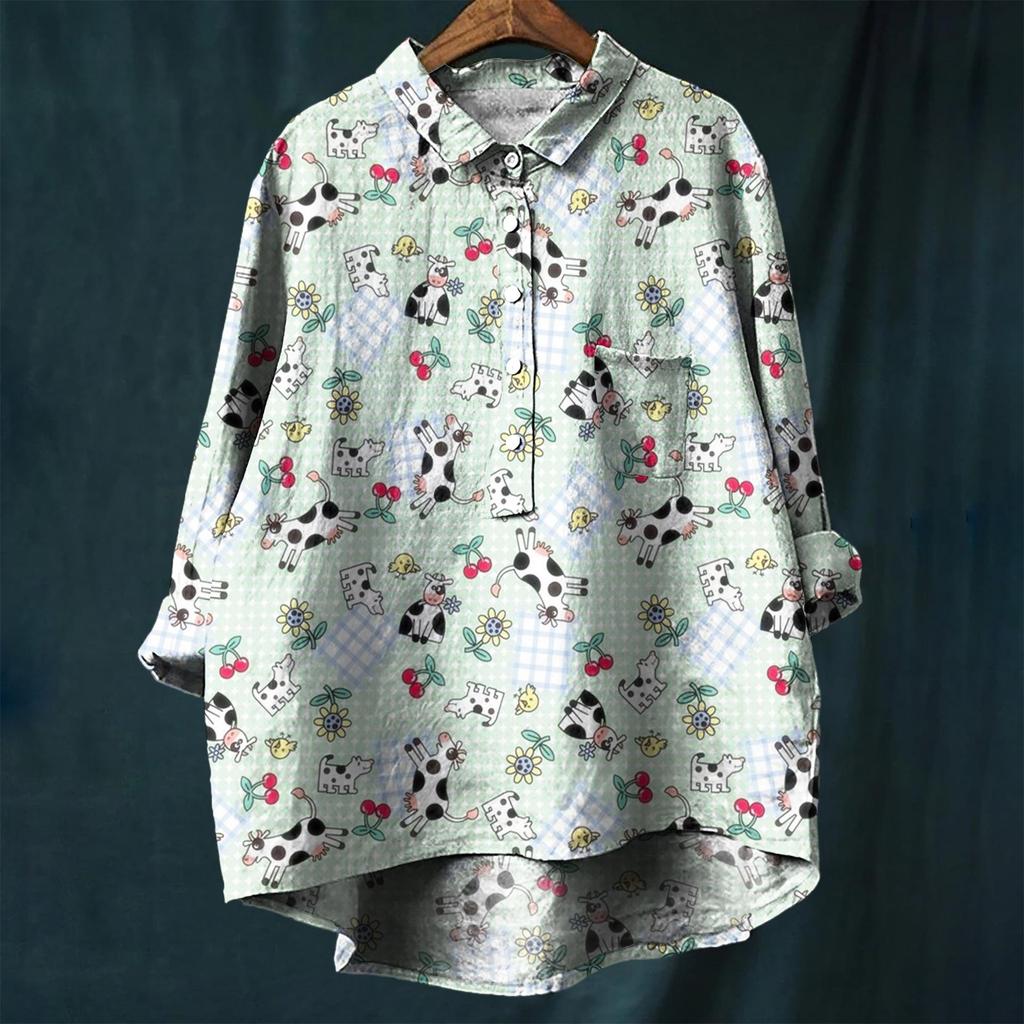 2025 European & American Casual Holiday Long-Sleeve Hawaiian Print Shirt