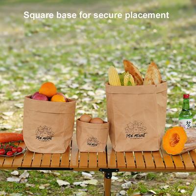 Outdoor Washable Kraft Paper Storage Bag Large Capacity Waterproof And Moisture-Proof Thickened Paper Bag Camping Packaging Bag
