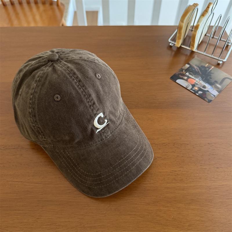Letter C embroidery simple baseball cap versatile soft top suitable for round face cap men