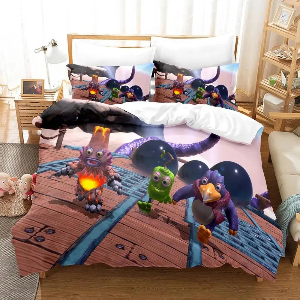 Game My Singing Monsters Bedding Set Duvet Cover Bed Set Quilt Cover Pillowcase Comforter King Queen Size Boys Adult Bedding Set