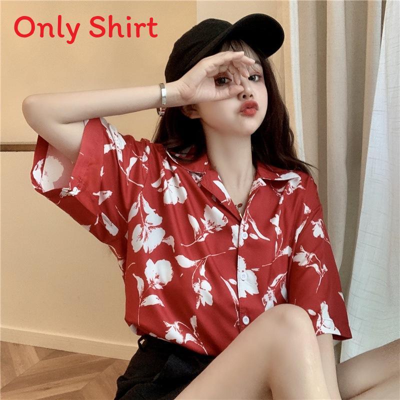 Thai Plant Print Shirt With Short Sleeves And High Elasticity For Casual Summer Wear