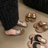 Niche Design Set Toe Cool Slippers 2025 New Summer Wear with Skirt Seaside Flat Bottom Square Head Roman Sandals