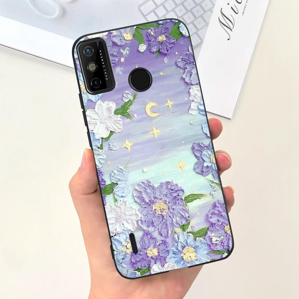 For Tecno Spark 6 Go Case KE5j KE5k Cute Astronaut Cat Night View Cover Liquid Silicone Phone Cases For Spark 6GO Bumper Fundas