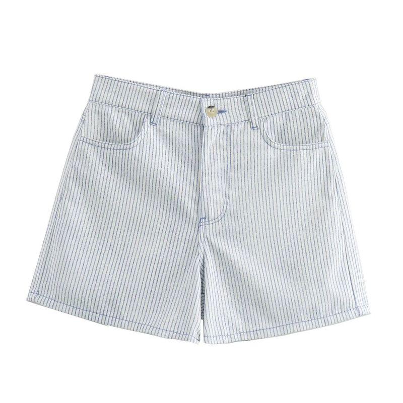 Jnleaog New Arrival Women's Clothing Fashion Style French Style Design Fashion All-Match Commute Style Casual Stripes Shorts