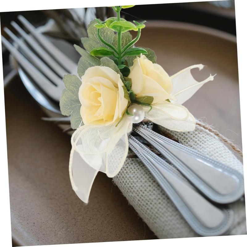 Flower Napkin Rings Rustic Napkin Rings Table Decor Western Napkin Ring Holder Rose Serviette Buckles for Wedding Party Banquet