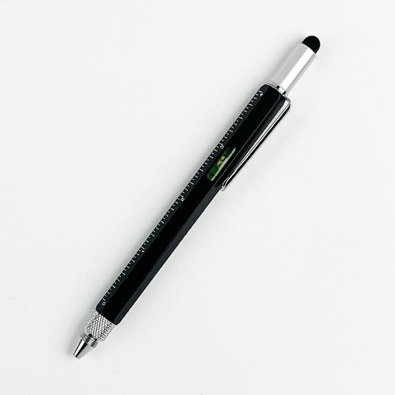 6 In 1 Multifunctional Pen Touch Screen Stylus Capacitive Pen With Screwdriver Ruler Levelgauge Refillable Ballpoint Pencil Tool