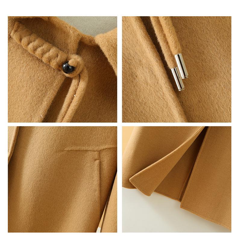 2024 Autumn/Winter Women's Double-Sided Wool Coat: Mid-Length, Stylish Lapel, New Chinese Style, Fashionable Australian Wool