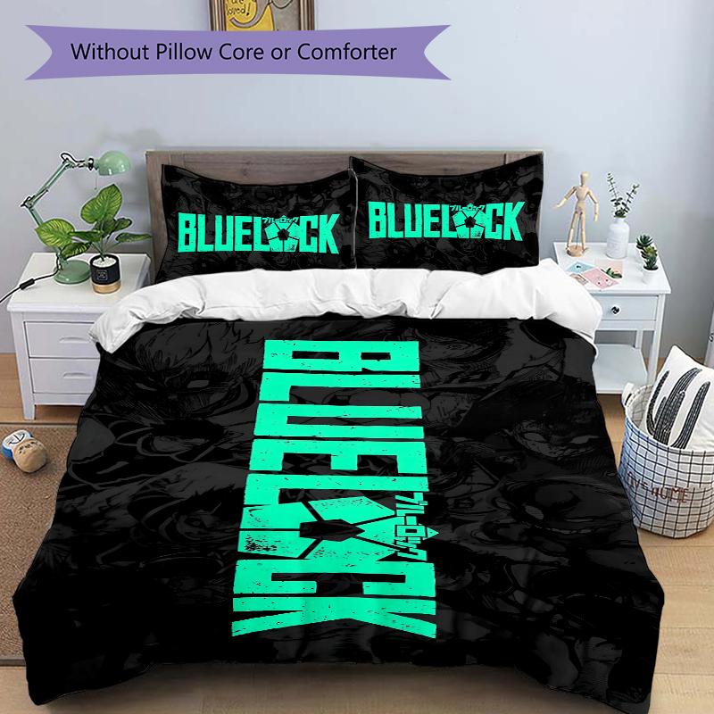 3Pcs Blue Lock Heroic Battle Bedding Set Soft Fabric Duvet Cover Pillowcases Christmas Xmas Halloween Gift 1 Duvet Cover 2 Pillowcase S120