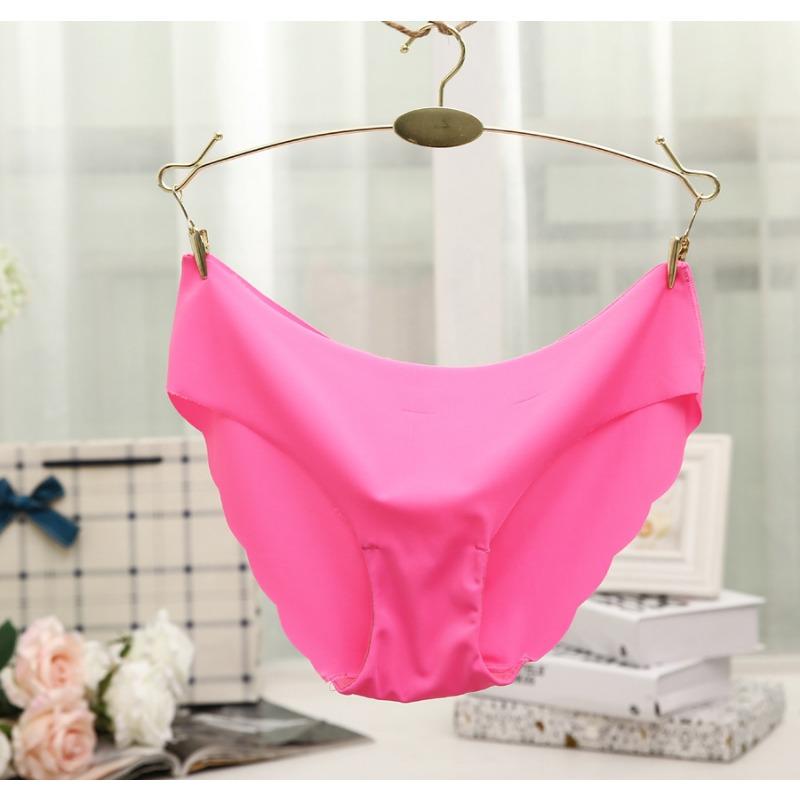 Женское флуоресцентное нижнее белье из ледяного шелка, бесшовные цельные трусы, трусики с низкой посадкой, сексуальные трусики M