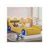 Gepolstertes Kinderbett - MUVOE - 90x200cm - Gelb - Leuchtende Räder - Stauraum