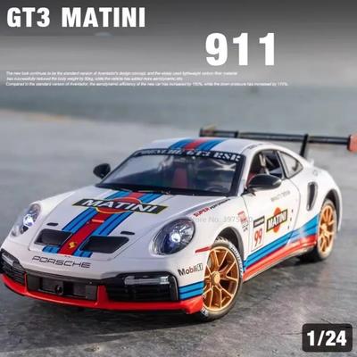 Pdbn6 1:24 Alloy Porsche 911 GT3 RSR Sports Cars Diecast Miniature Models Toy with Sound Light Pull Back Vehicle Boys Collection Gifts