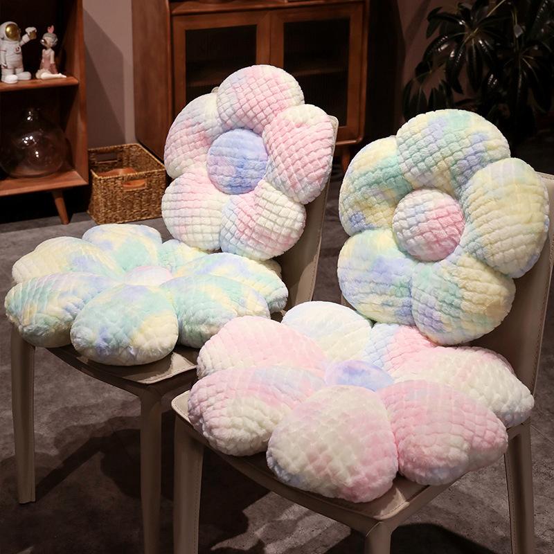 Color Tie-Dye Flower Seat Cushion Office Thickened Chair Cushion Autumn And Winter Student Warm Butt Cushion Bay Window Cushion