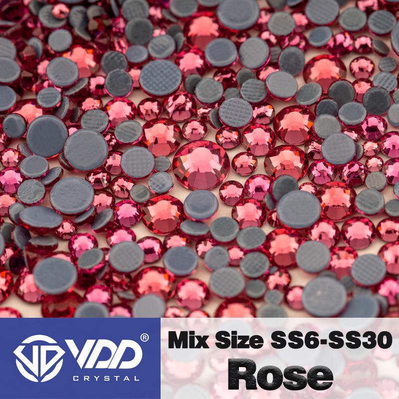 VDD High-Quality Mixed Size Rhinestones: SS6-SS30 Glass Crystal Hot Melt Adhesive Flat Back