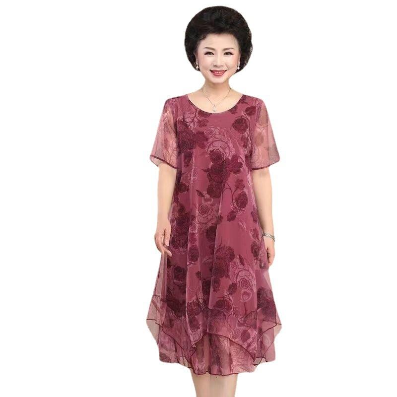 

Женское короткое рукав круглой горловины свободного покроя больших размеров с принтом миди элегантное платье XXXL