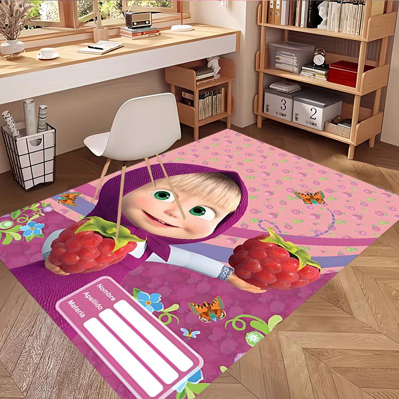 Masha and The Bear Print Rug, Washable Floor Carpet, For Entryway Dorm Laundry Room Office Study, Home Decor Birthday Christmas Gift