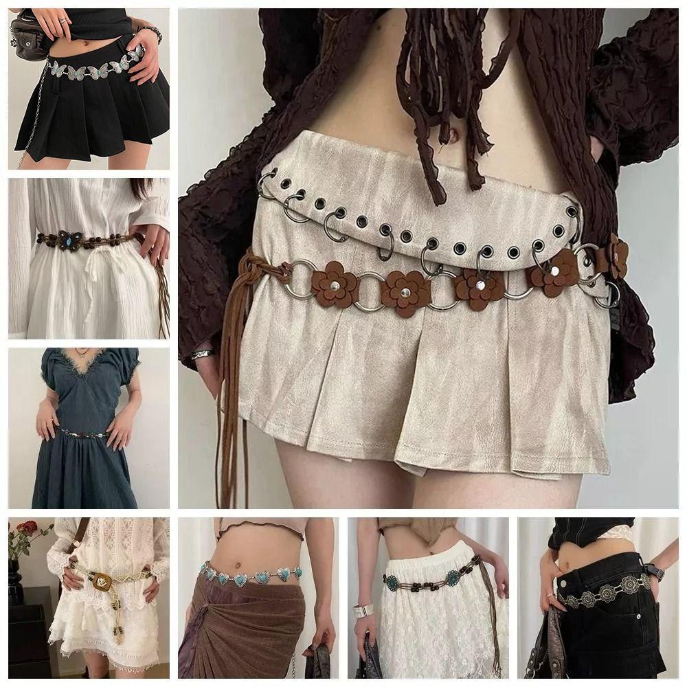 Schmetterling Quaste Taillenkette Legierung Blume Böhmischer Gürtel Trendiger Böhmischer Gürtel Kleiderdekoration