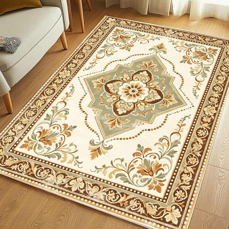 French Elegant Floral Carpet Stain Resistant And Non Slip Floor Mat Living Room Bedroom Study Home Decoration