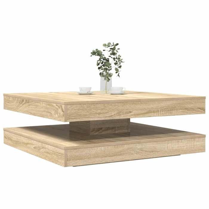 VidaXL Table basse rotative à 360 degrés chêne sonoma 90x90x34,5 cm, table d'appoint, table de salon, table basse moderne, 3321353