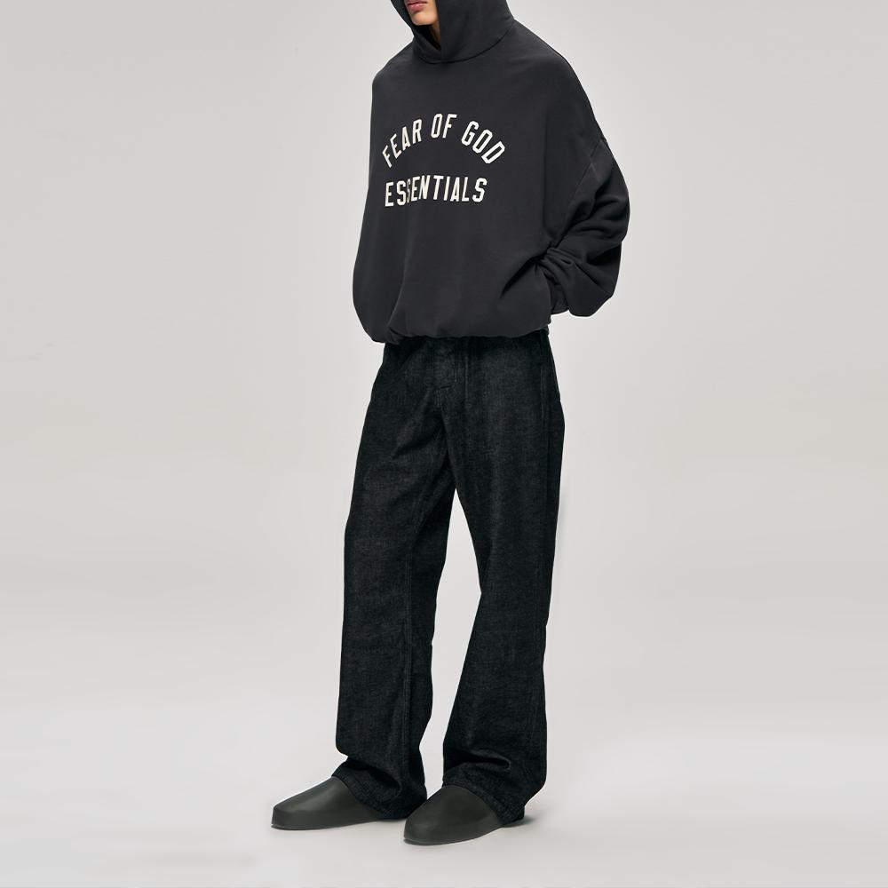 Fear of God Essentials Sudadera con Capucha Ajuste Varsity Años 90 Negro Vintage Tops para Hombre 192AS256571F