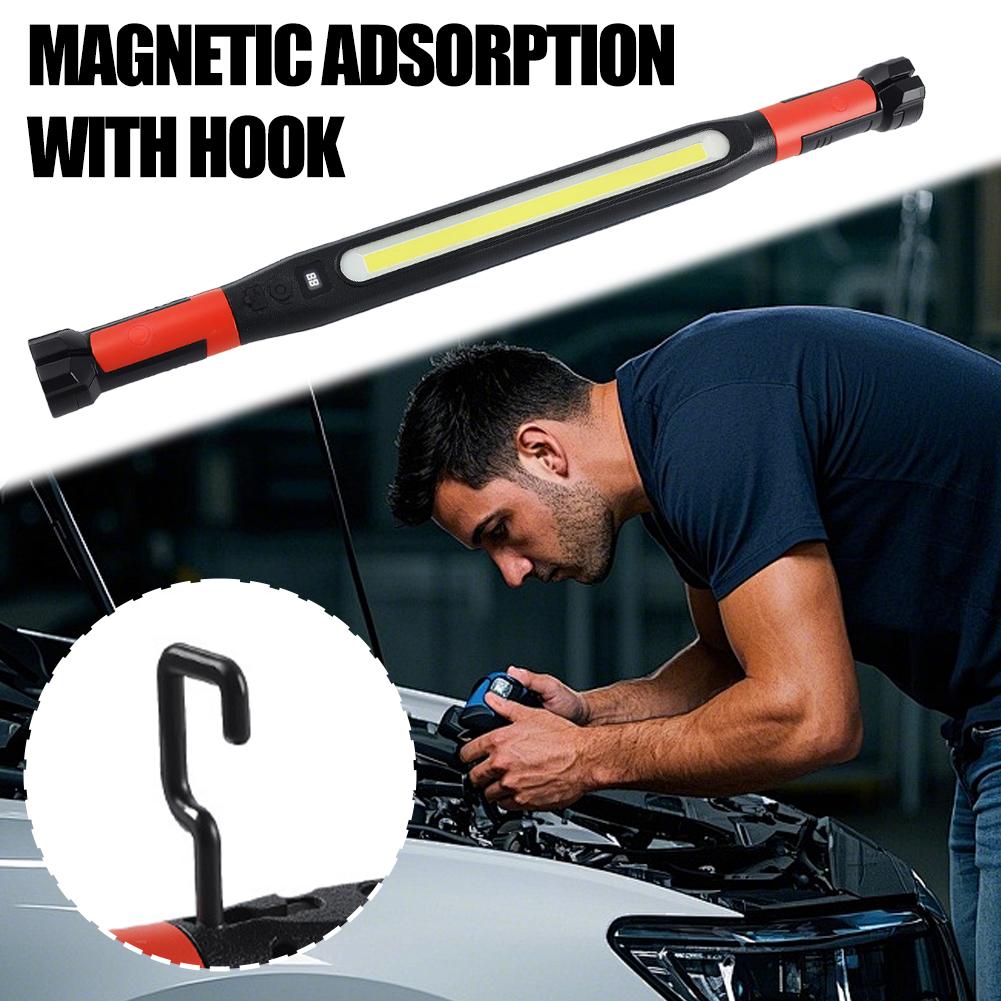 Rechargeable LED Work Light With Magnetic Base Hooks Included- High Lumen Flashlight Ideal For Emergency For Car Repairing