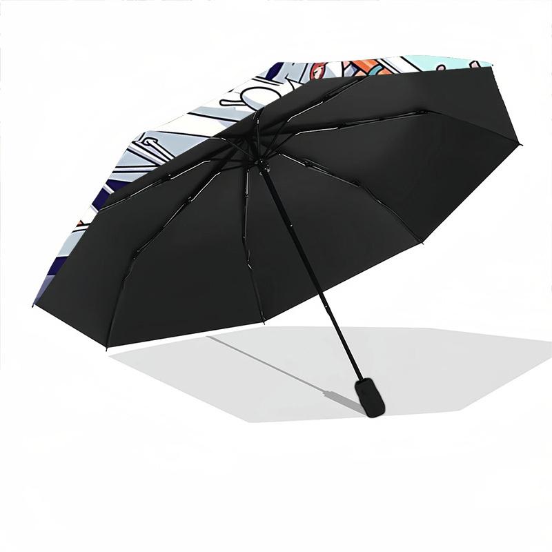 1pc Racing Pup Automatic Folding Umbrella - Compact 8-Rib Design, Durable Plastic & Iron, Lightweight for Outdoor Daily Use182