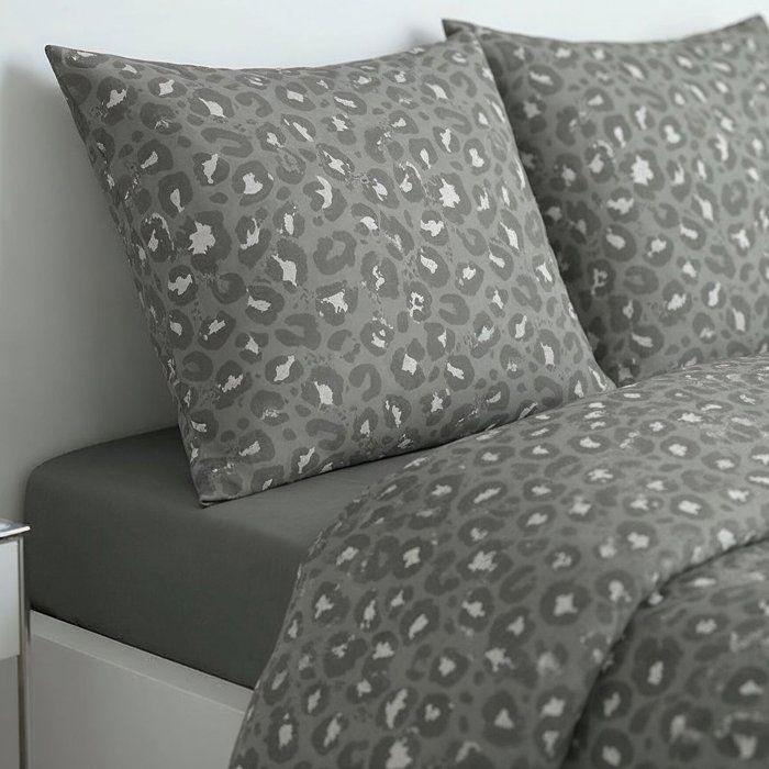 Parure de Lit - 260 x 240 cm - Coton Imprimé Léopard Gris Anthracite - TODAY SUNSHINE
