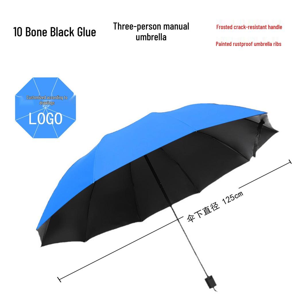 Dual-Use Extra Large Folding Umbrella - 12 Ribs for Sun and Rain Protection