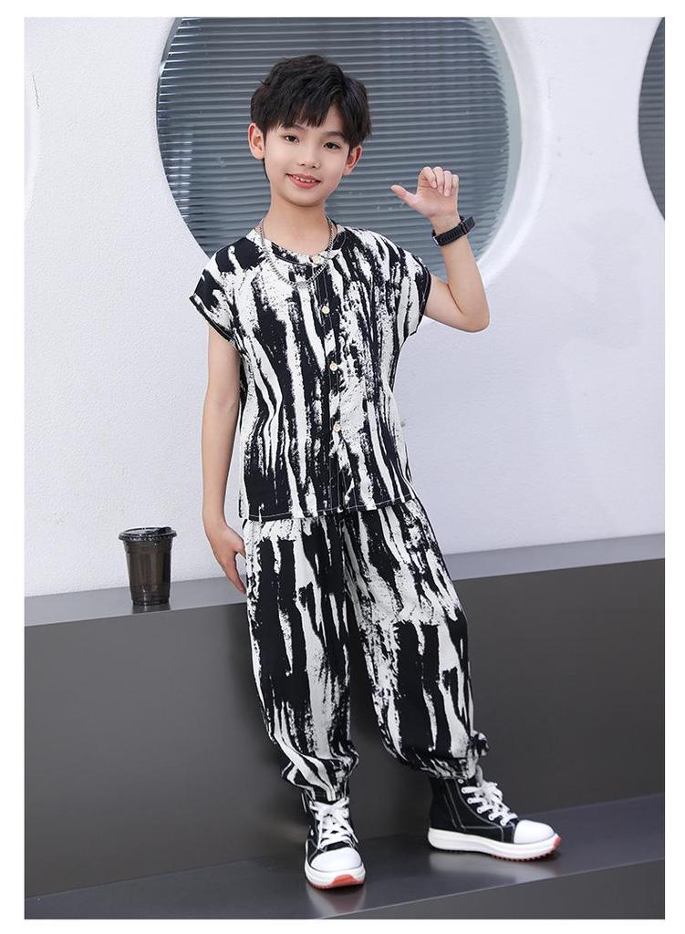 Kids' Lightweight Summer Joggers with Elastic Cuffs - Unisex Loose-Fit Casual Pajamas