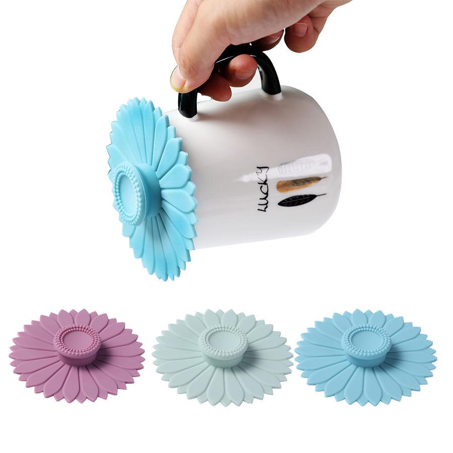 Nordic Color Silicone Sunflower Cup Lid - Dustproof, Anti-Fall, Food-Grade Sealing Cover for Teacups and Coffee Cups.