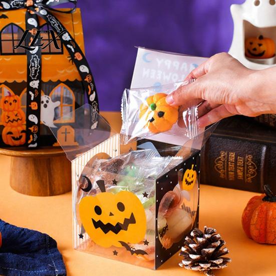 Scary Cute Party Favors 10 Pcs Halloween Treat Boxes, Small Box, Castle Holiday Goodie Boxes House Shaped Gift Container for Candy Cookie Snack