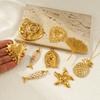 1 Piece 304 Stainless Steel Pendants 18K Gold Plated Ginkgo Leaf Fish Pineapple Heart Starfish Charms For DIY Necklace Jewelry