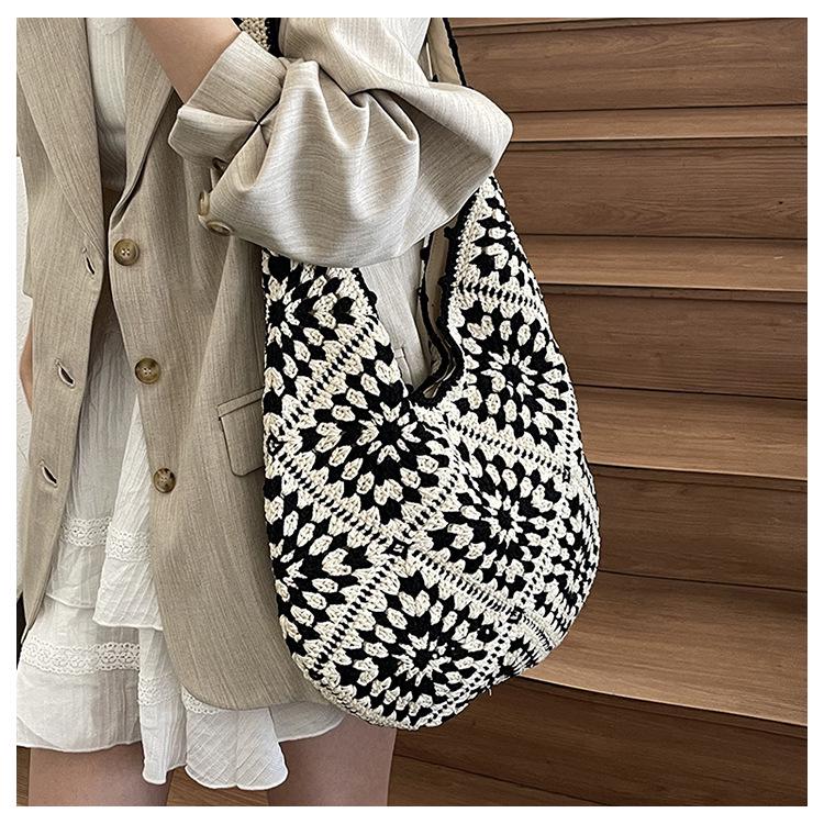 2025 Große Kapazität Mori-Stil Häkel-Baumwolle Schulter-Strand-Tragetasche