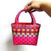 P Color Plastic Woven Handbasket Gift Basket Vegetable Basket Women's Bag Beach Bag