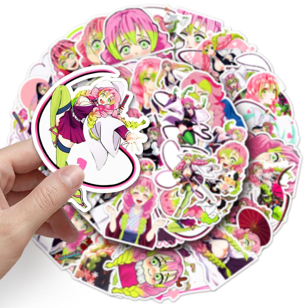 50pcs Kanroji Mitsuri Demon Slayer Cartoon Stickers Graffiti Sticker Decorate Phone Back Card Trunk Water Cup Cute Stickers Gift