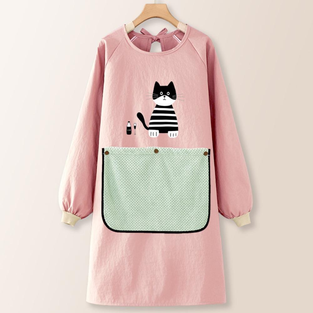 Wear-resistant Kitchen Apron Anti-fouling Hand Wipe Feature Long Sleeved Apron Comfortable with Detachable Towel